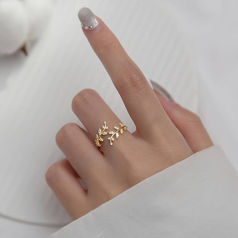 Anillo de Hoja de Rama - Anillo de Hoja de Árbol
