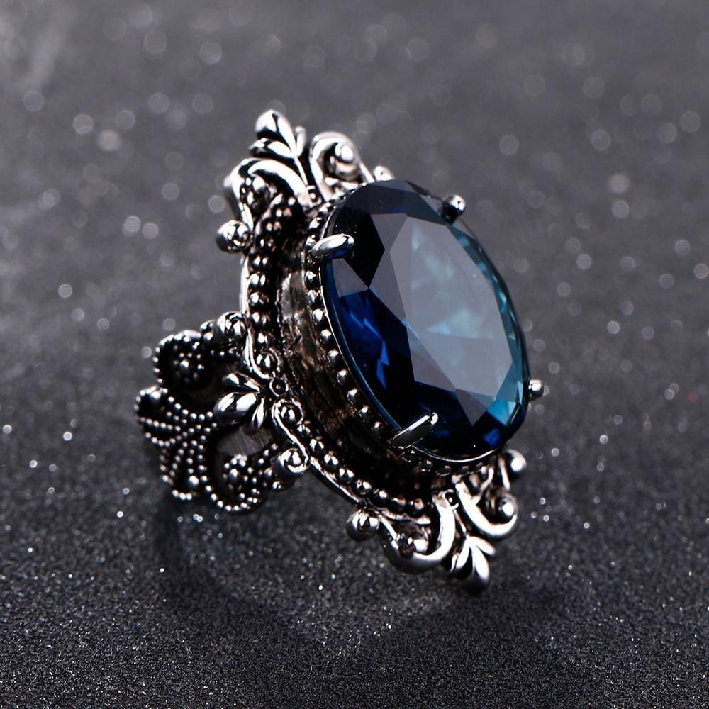 Ysoria – Anillo Pavo Real en Zafiro Azul Vintage