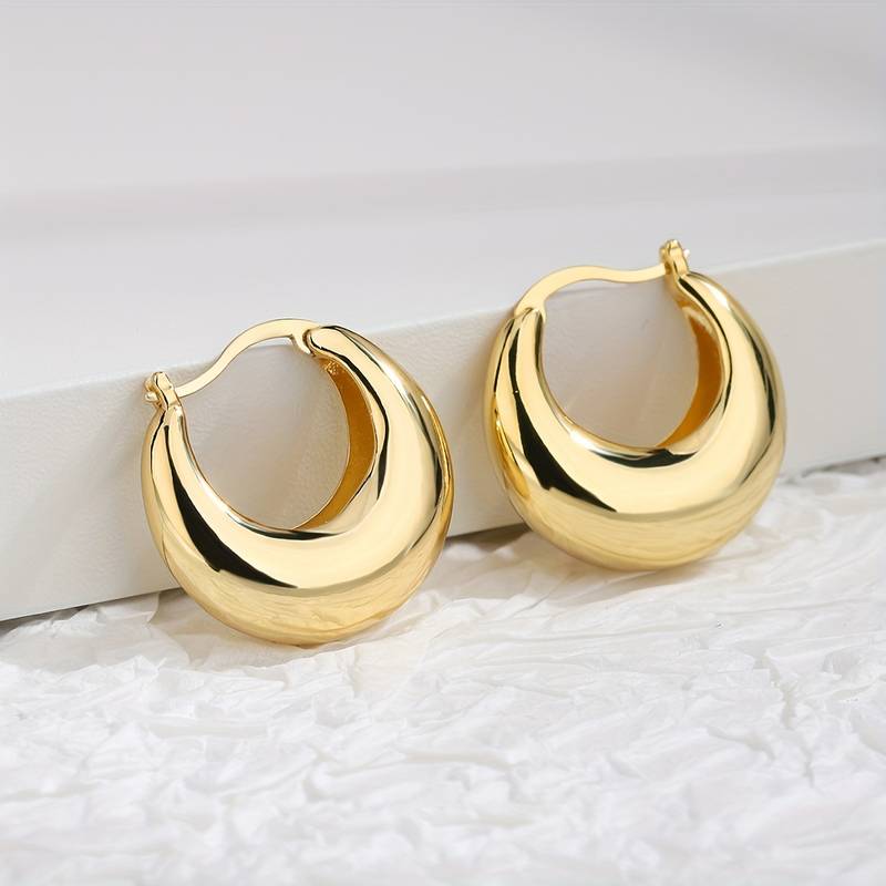 Pendientes Chunky Chapados en Oro de 18K - Pendientes Abiertos Chunky