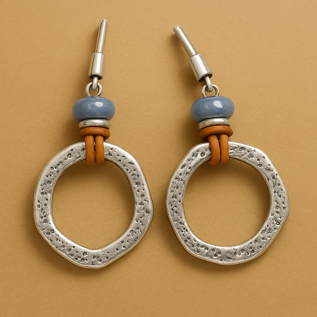 Mira – Pendientes Plateados Círculo de Estilo Boho Vintage