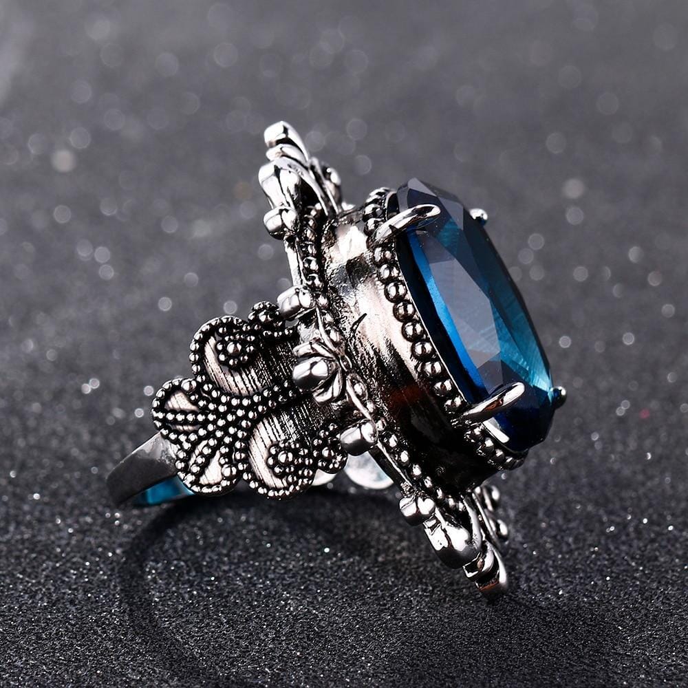 Ysoria – Anillo Pavo Real en Zafiro Azul Vintage