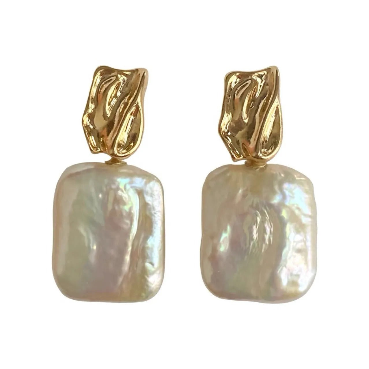 Aiah – Pendientes Dorados con Perlas Barrocas Elegantes