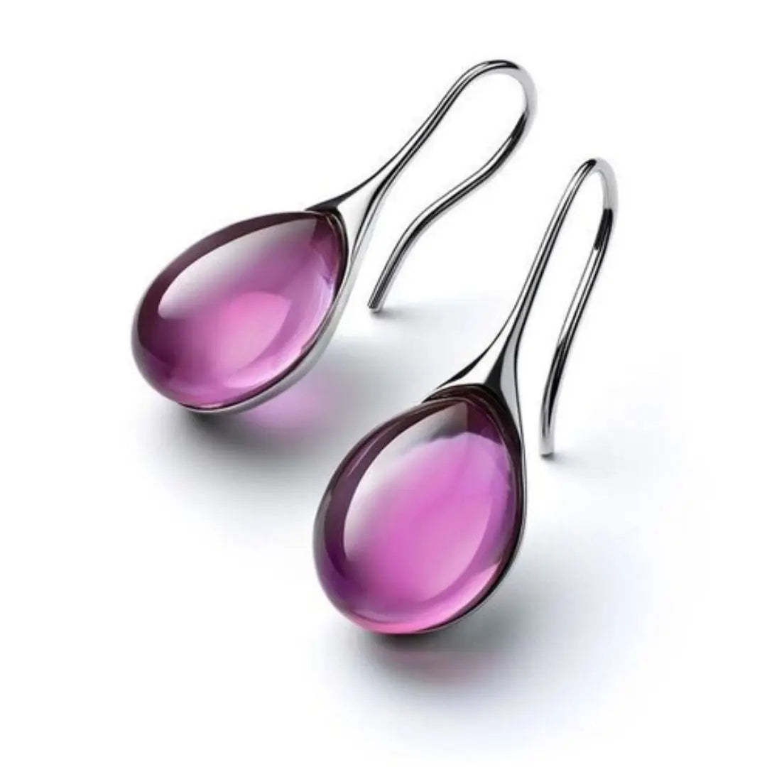 Leila – Pendientes de gota bicolor con cristales