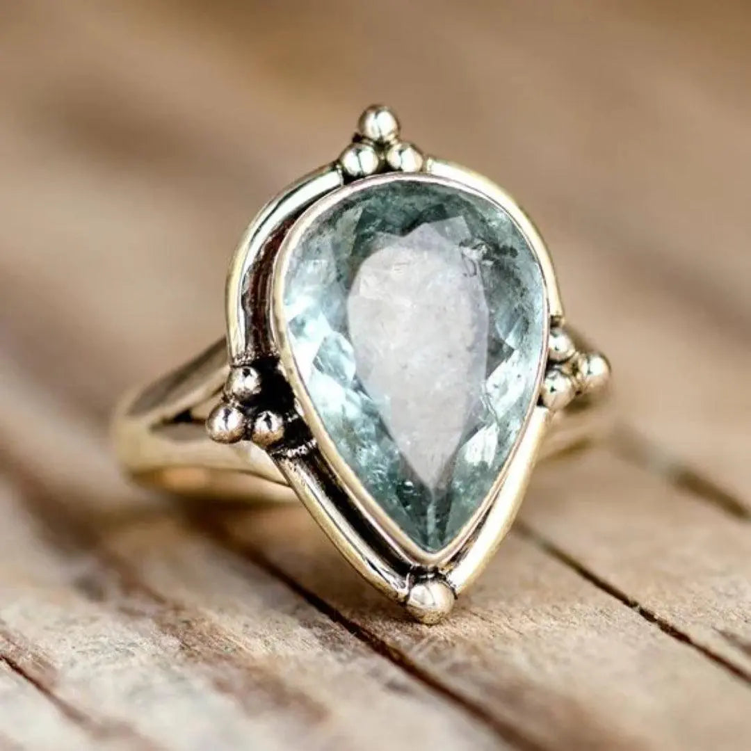 Jasmine – Anillo Estilo Vintage con Cristal Azul