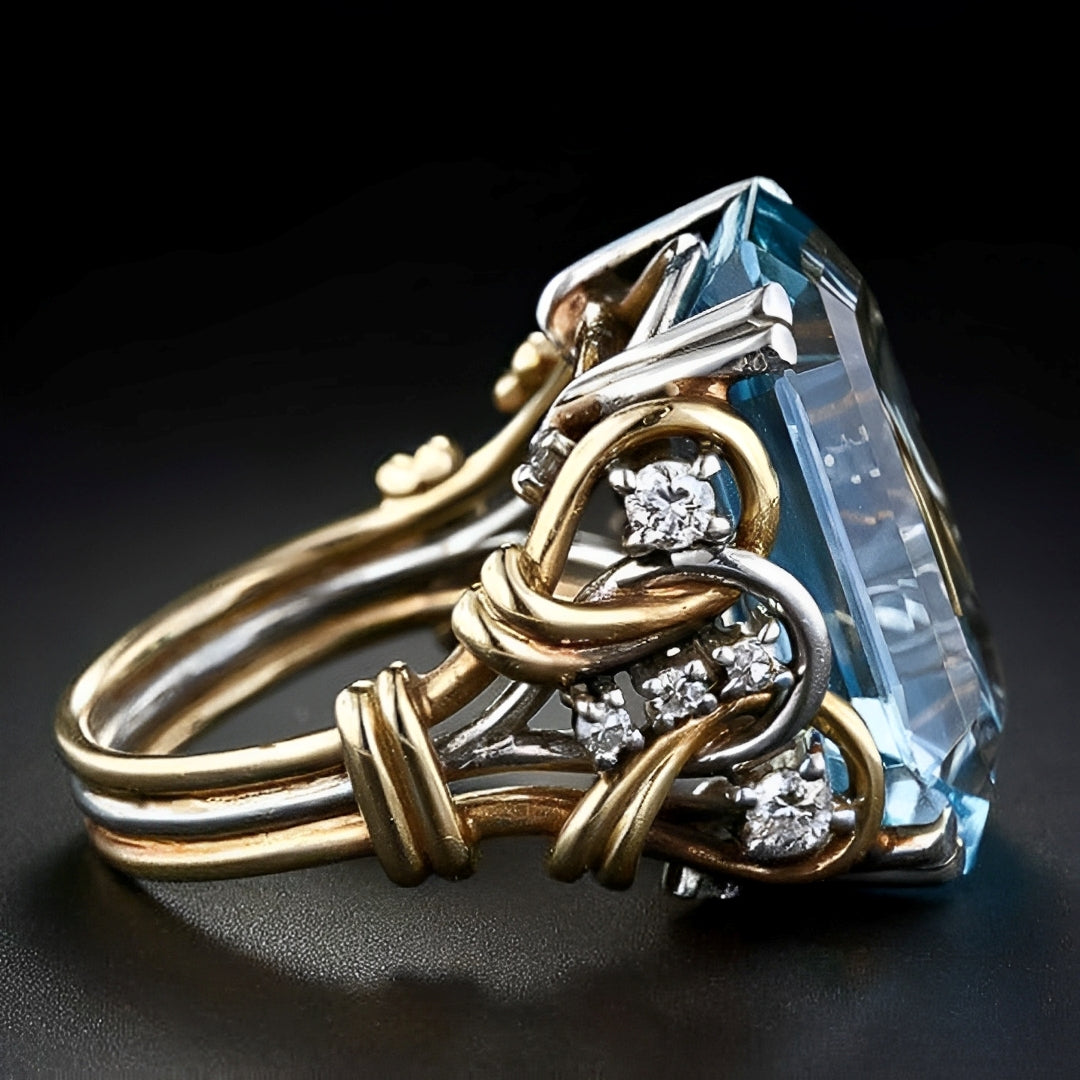Eliane – Anillo Retro con Circonita Azul Intensa