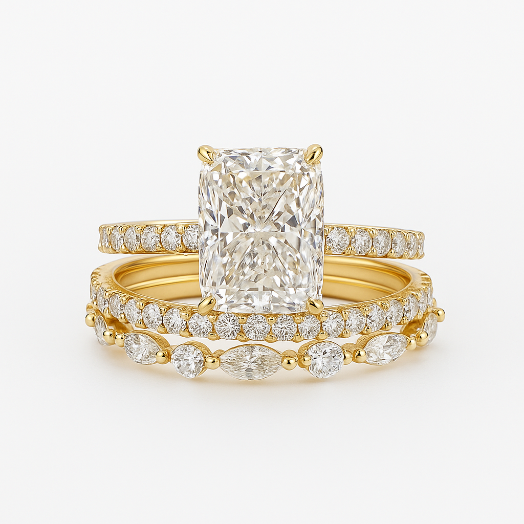Jaily – Conjunto de 3 Anillos de Boda en Oro 18K