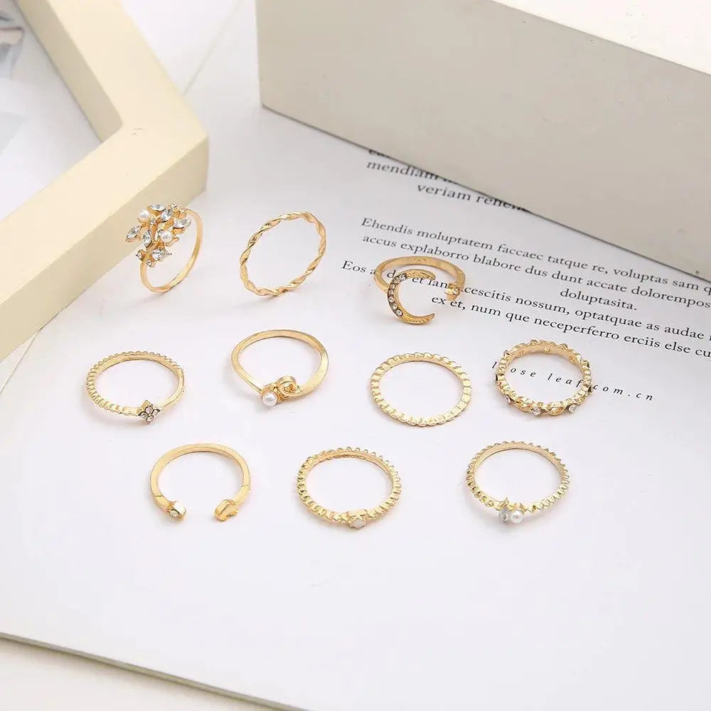 Savana – Juego de 10 Anillos Bohemios Plateados y Dorados