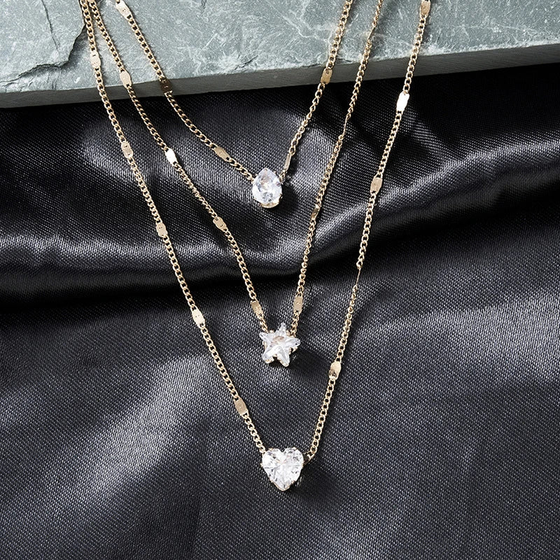 Sally – Collier Dorado Tres Pendientes Zirconia