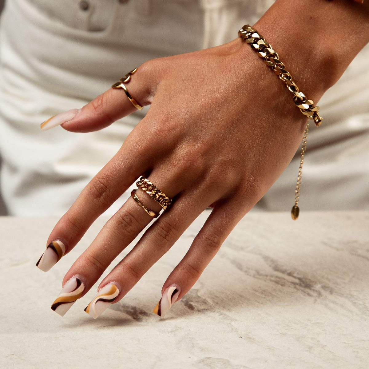 Clara – Bague Chaîne Gourmette Dorada