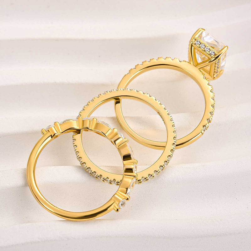 Jaily – Set de 3 Anillos de Boda en Oro de 18 Quilates
