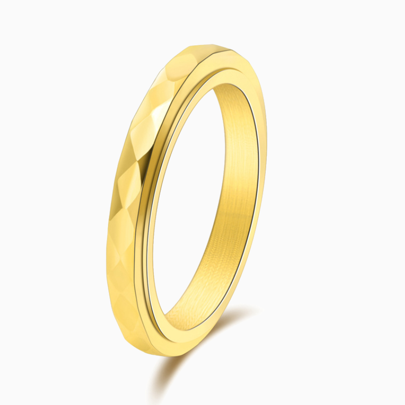 Nadia – Anillo Fidget Giratorio de Banda Martillada Delicada