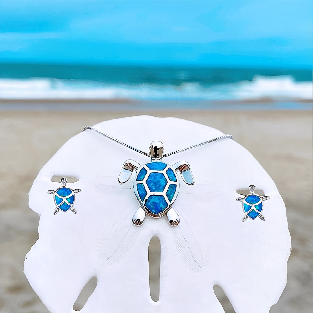 Tricia – Parure Tortuga en Plata & Ópalo