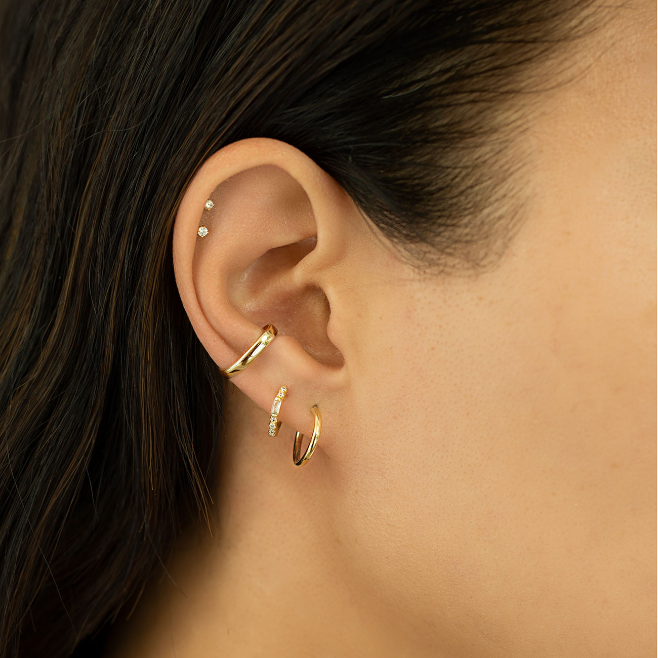 Pendientes de cristal blanco baguette