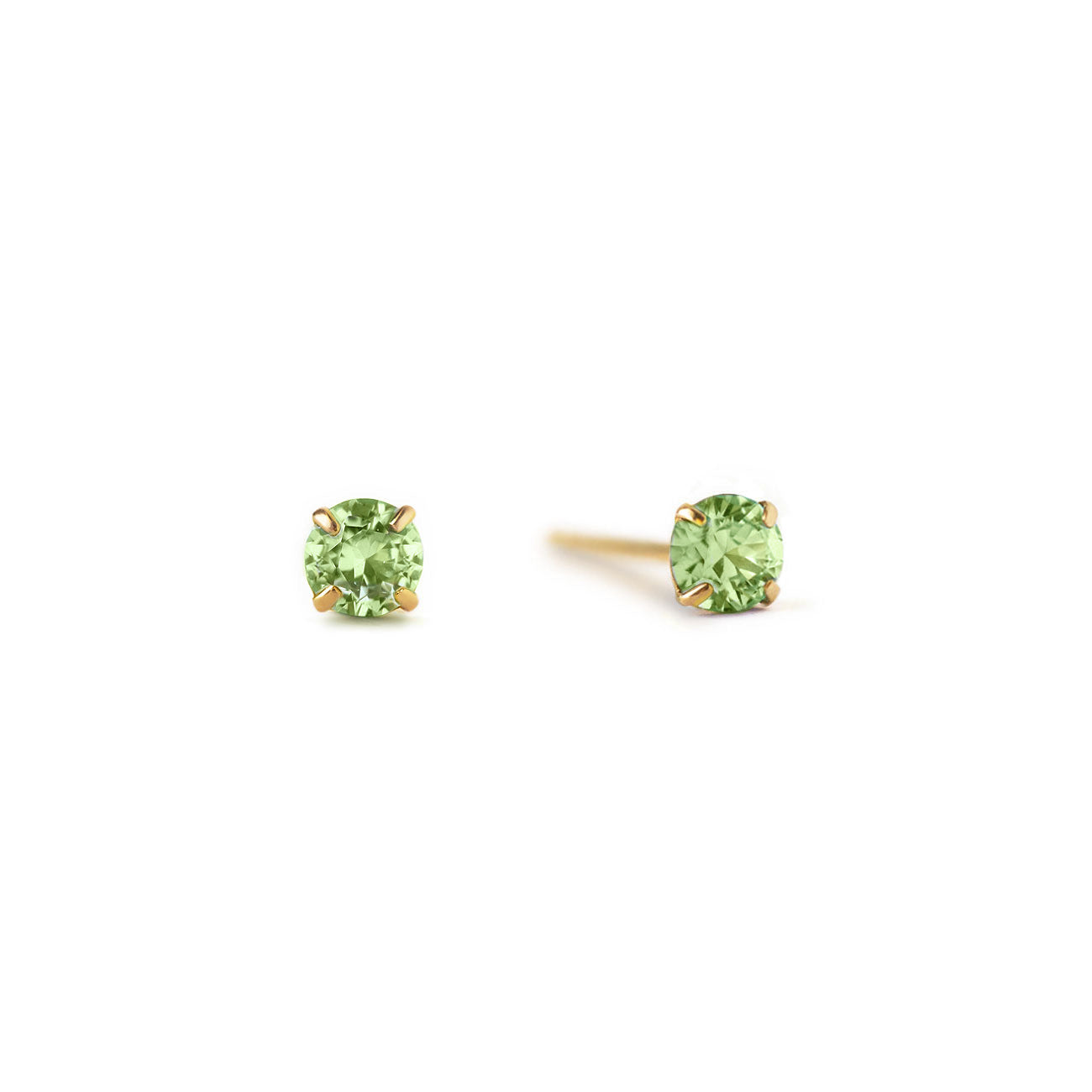 Pendientes de botón con piedra de nacimiento (Peridoto)