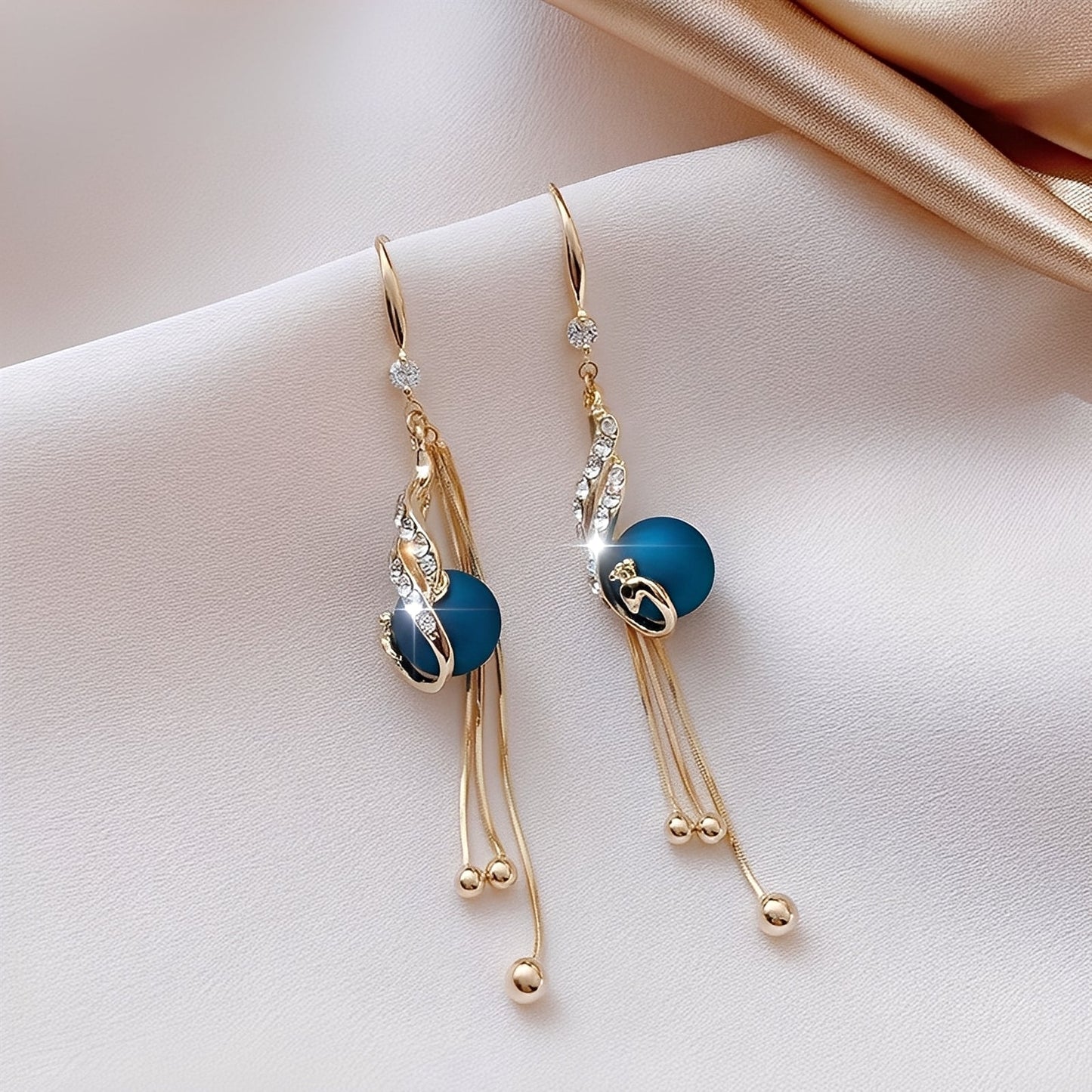 Sheynn – Pendientes de Fiesta con Perlas Azules