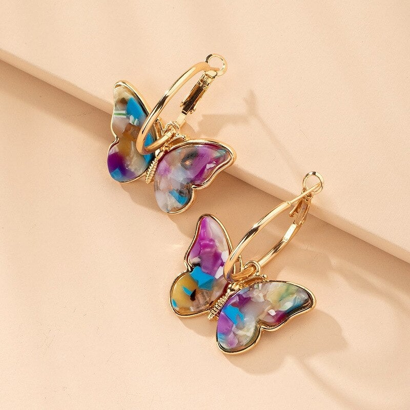 Maribelle – Pendientes Mariposa con Esmalte y Cristales