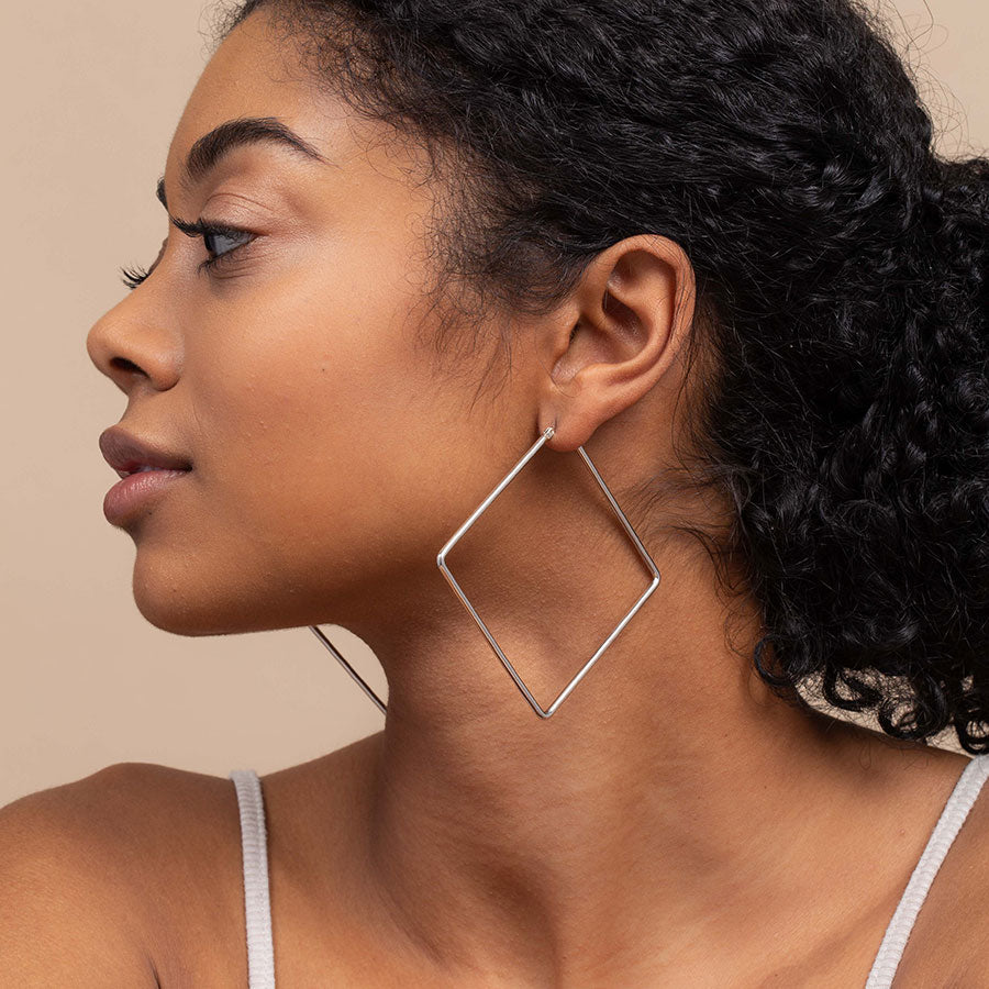 Aretes geométricos - Aretes de aro cuadrados