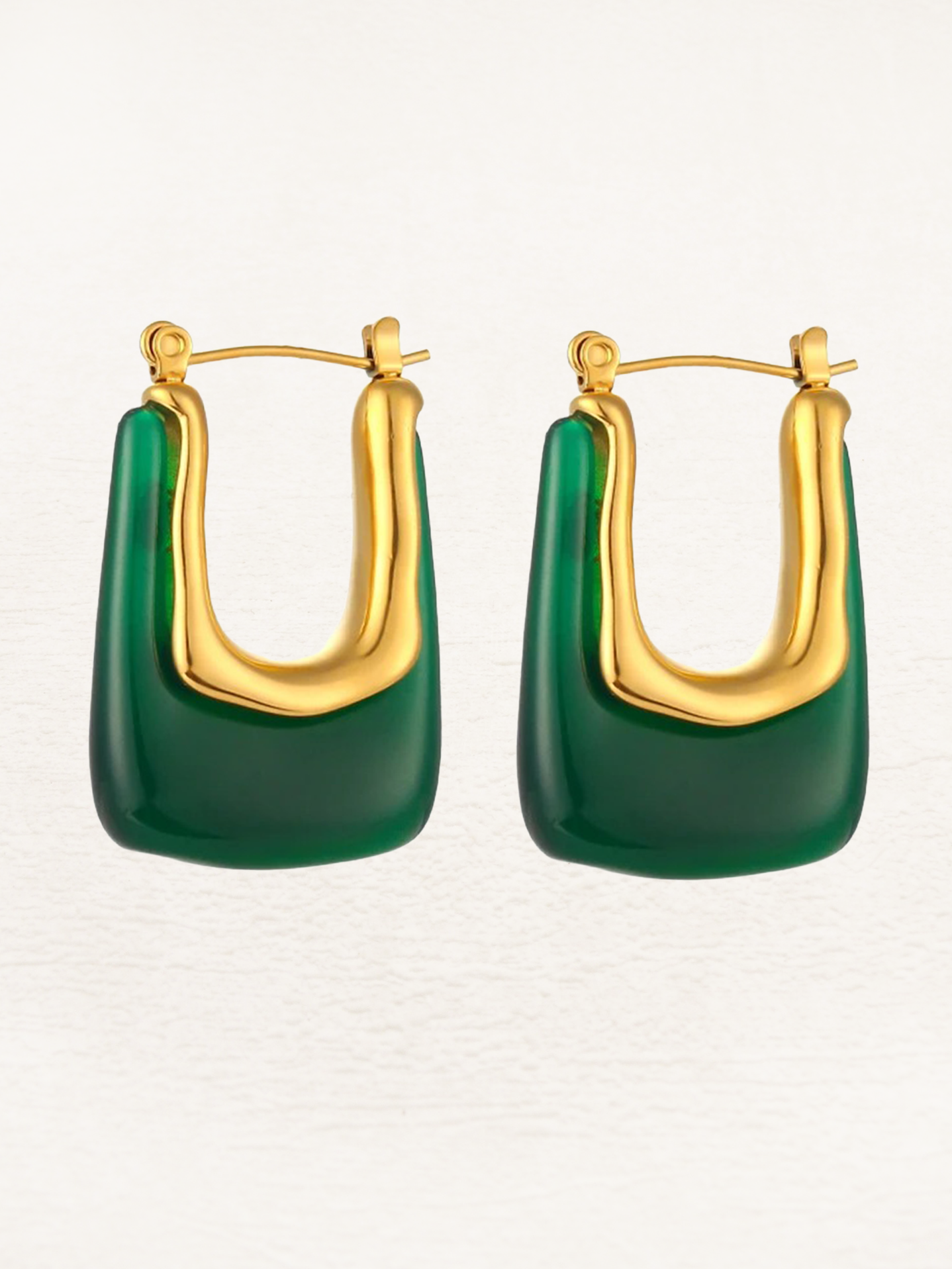 Eline – Pendientes Rectangulares Verdes de Acrílico