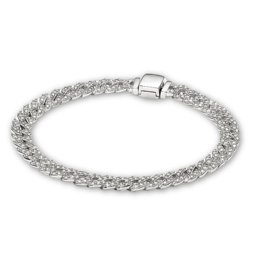 Soraya – Pulsera Cadena Cubana en Moissanita Oro 18K