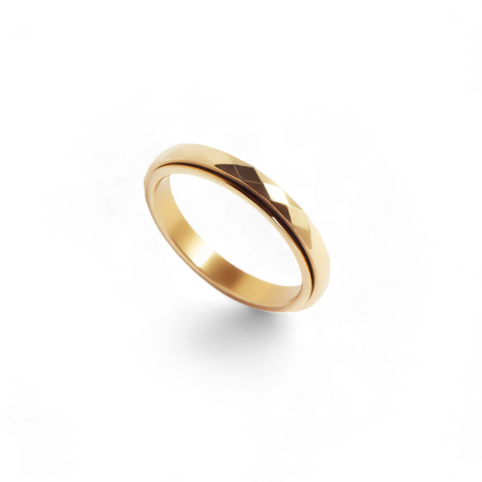 Nadia – Anillo Fidget Giratorio de Banda Martillada Delicada