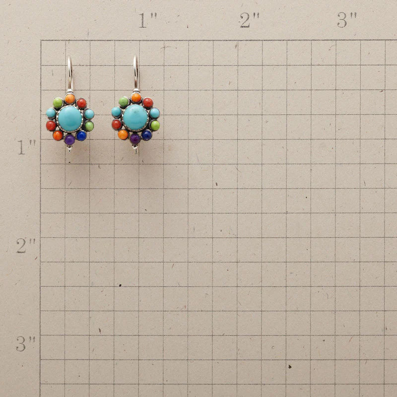 Yara – Pendientes Redondos con Turquesas Multicolor