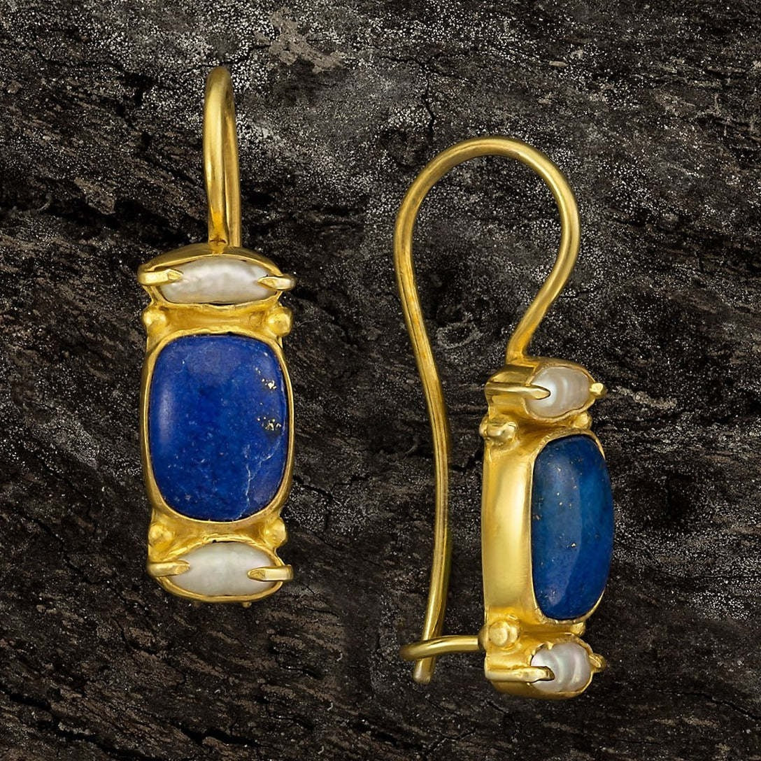 Azura – Pendientes Vintage con Gotas Azules y Doradas