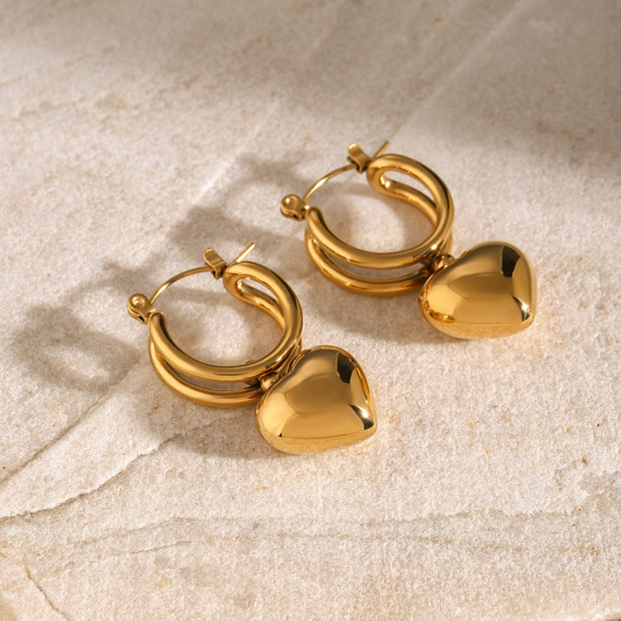 Audrey - Pendientes de corazón de oro