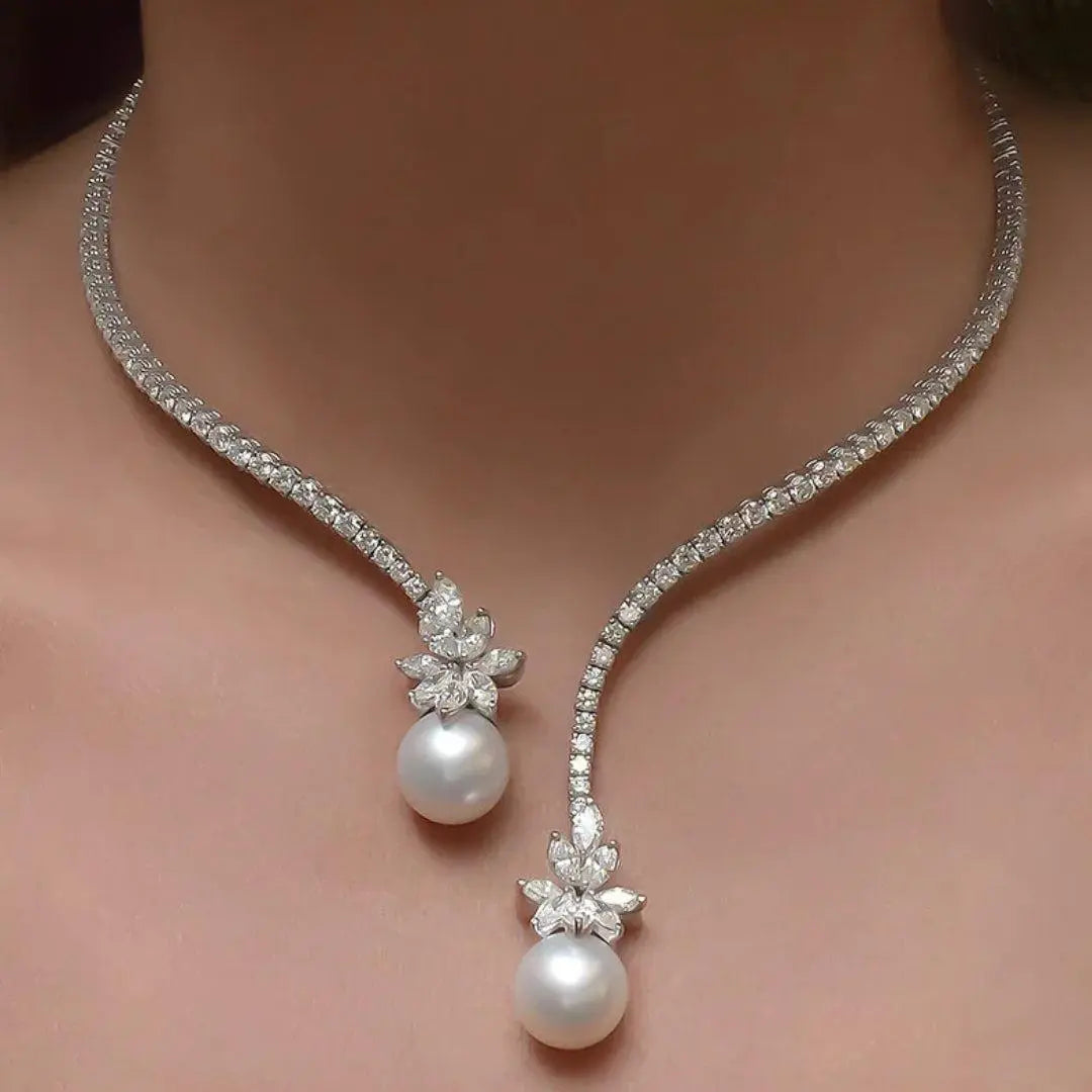 Lyra – Collar Brillante de Plata de Ley con Perlas