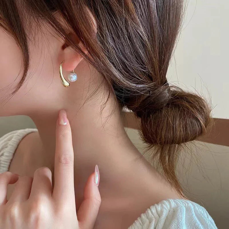 Pendientes de gota de agua con perlas