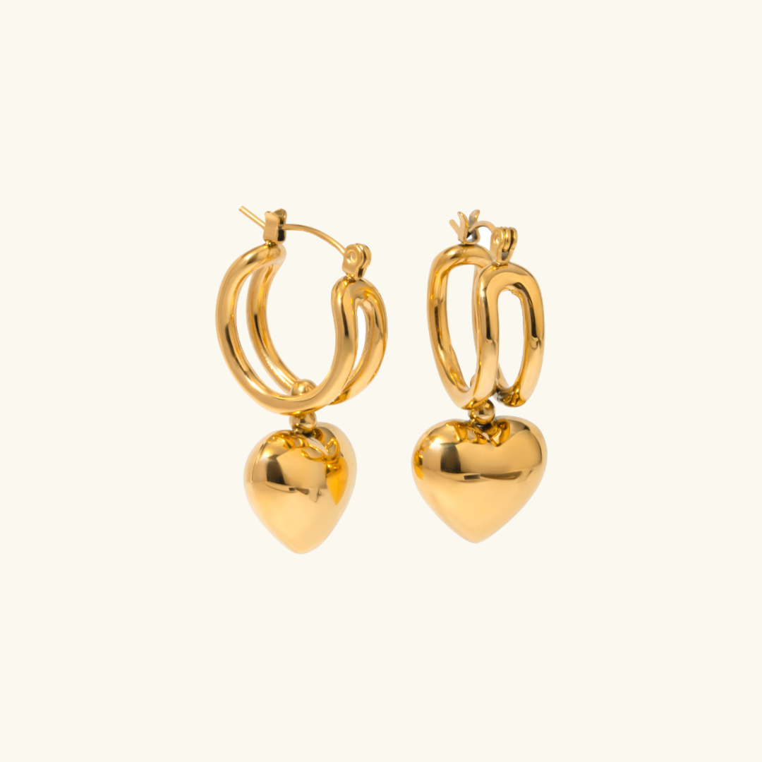 Audrey - Pendientes de corazón de oro