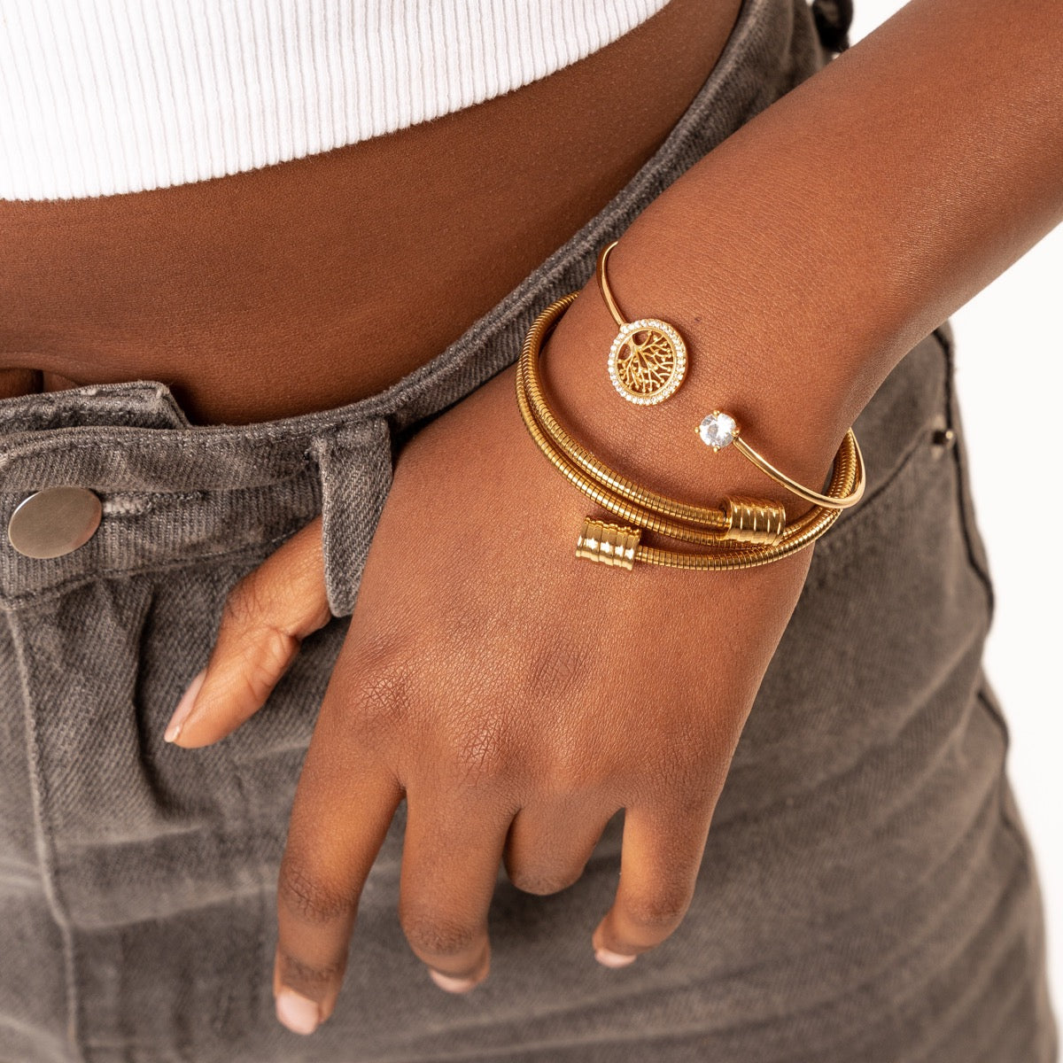 Angie – Pulsera Jonc Torsadé Dorado