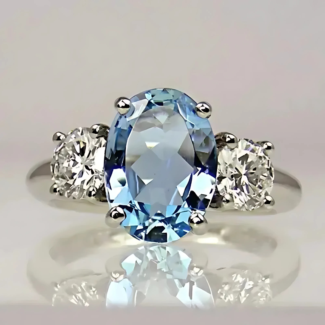 Elina – Anillo de Plata con Cristal Azul Brillante