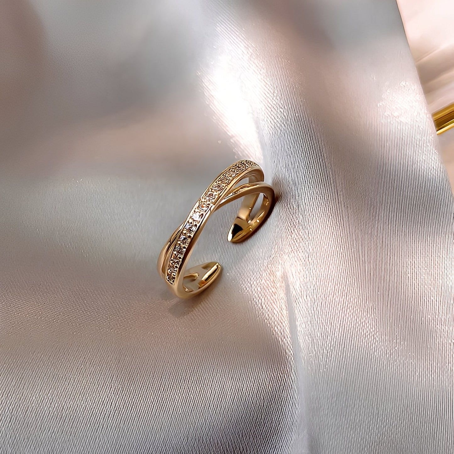 Cassia – Bague Ajustable en Or con Zirconia