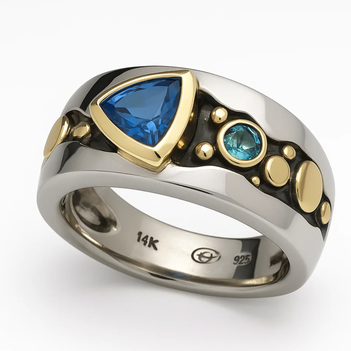 Janice – Anillo Bohemio Vintage en Circonita Azul
