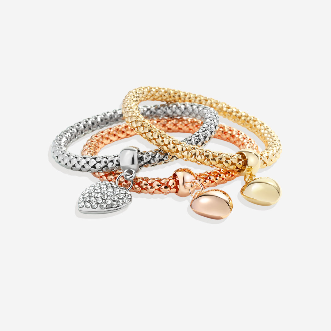 Aria – Pulsera de Metal con Corazones Sólidos