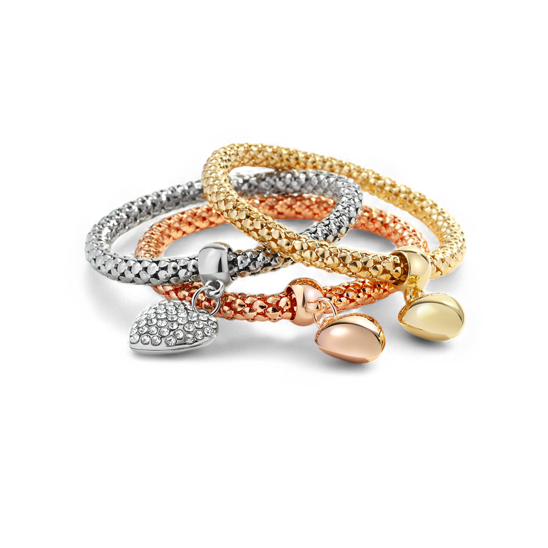 Aria – Pulsera de Metal con Corazones Sólidos