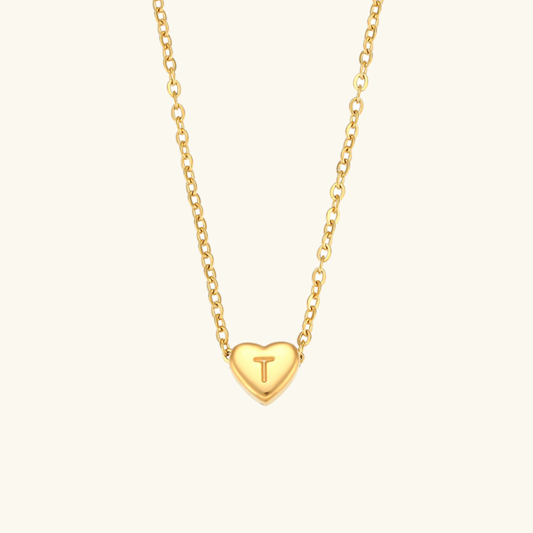 Corazón - Collar con iniciales de oro