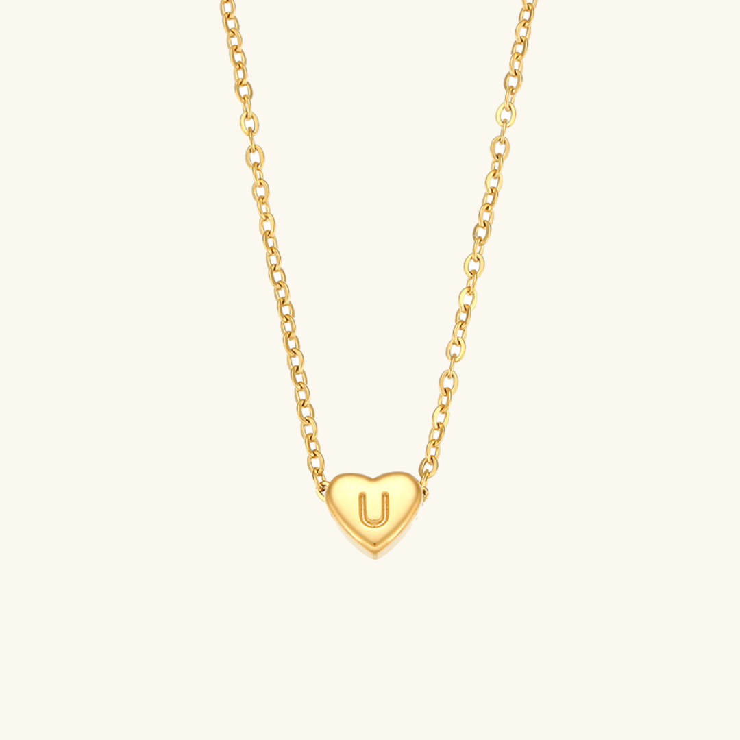 Corazón - Collar con iniciales de oro