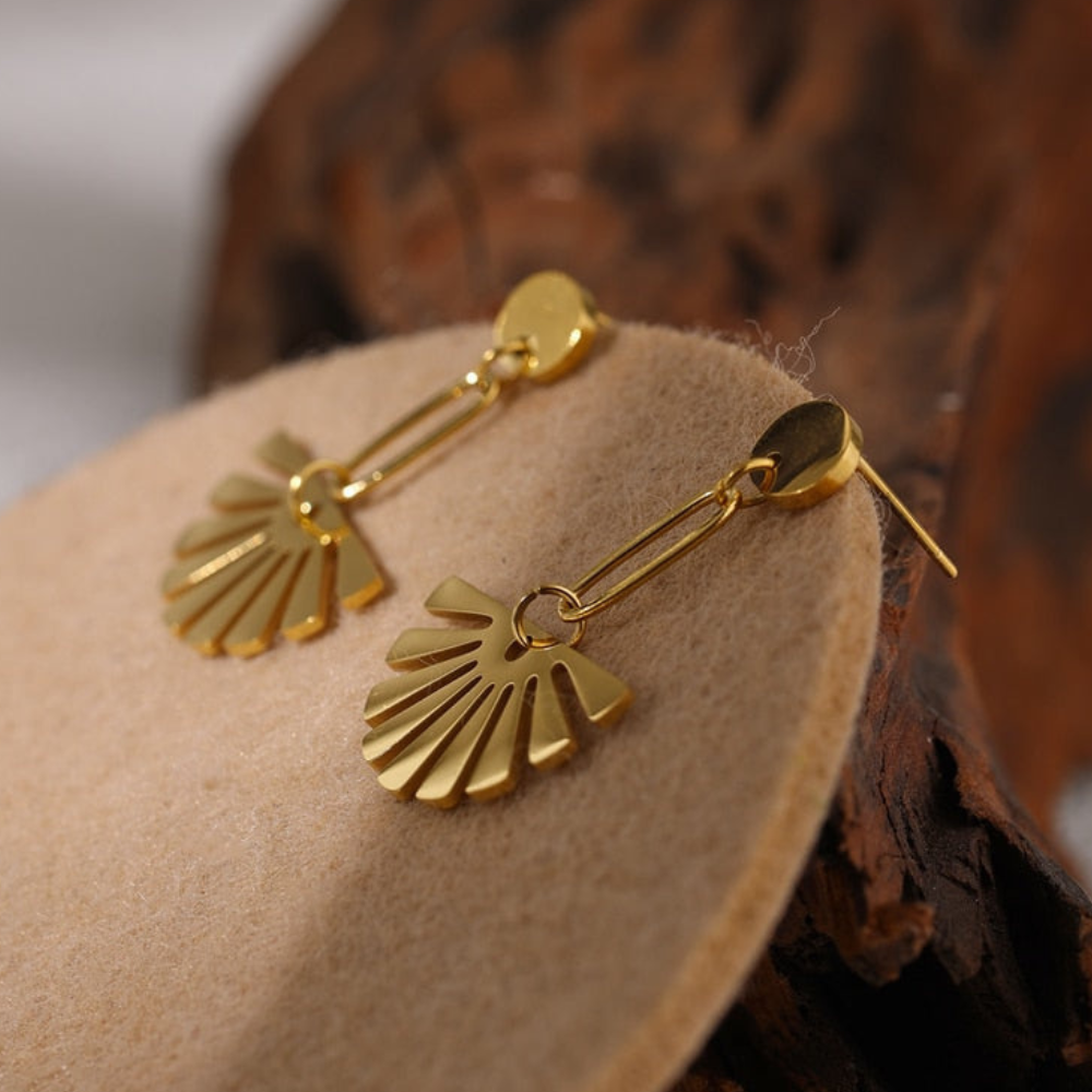 Pendientes de gota floral - Pendientes en forma de abanico