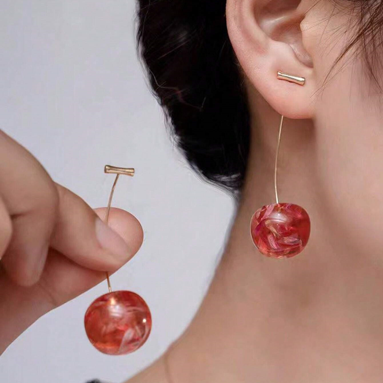 Cereza Seca - Pendientes Largos de Cereza