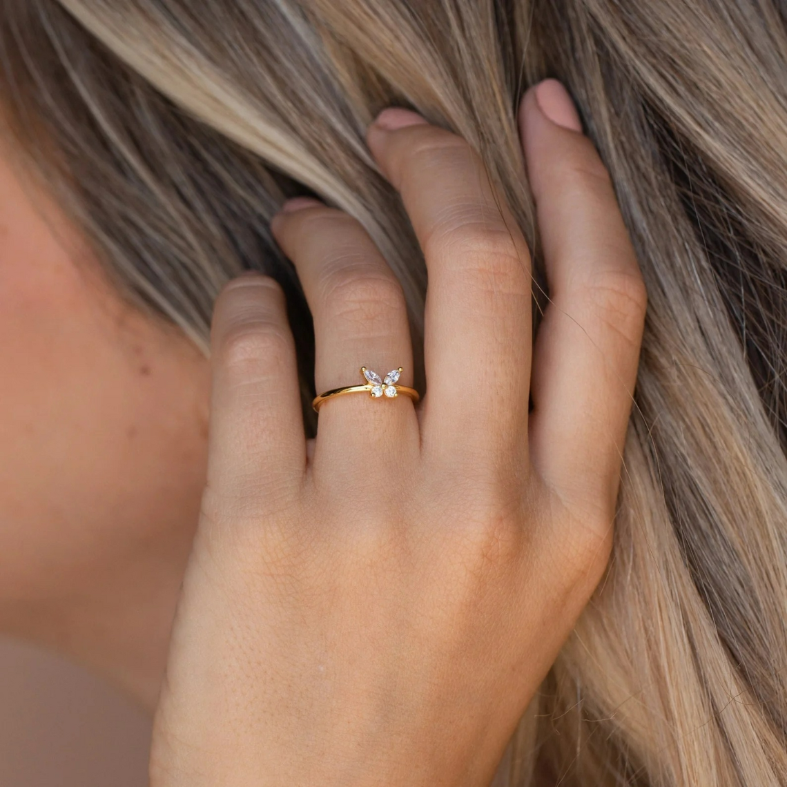 Diamante Mariposa - Anillo de Mariposa Delicado