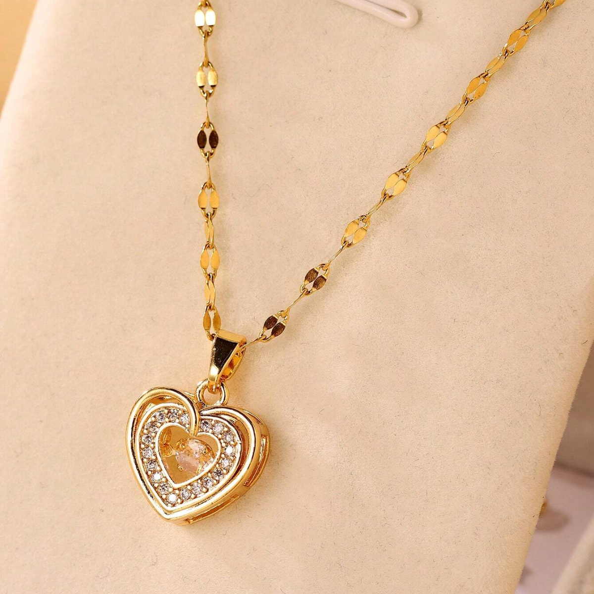 Colgante de Corazón - Collar Doble Capa