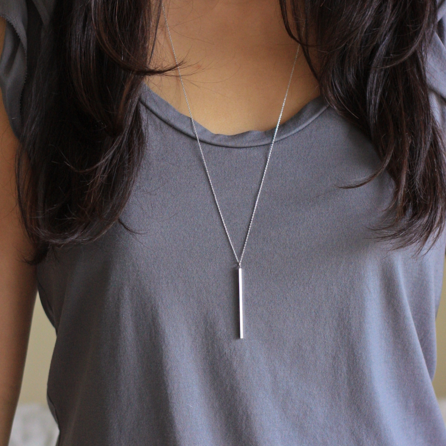 Collar de barra delicado - Collar de barra vertical