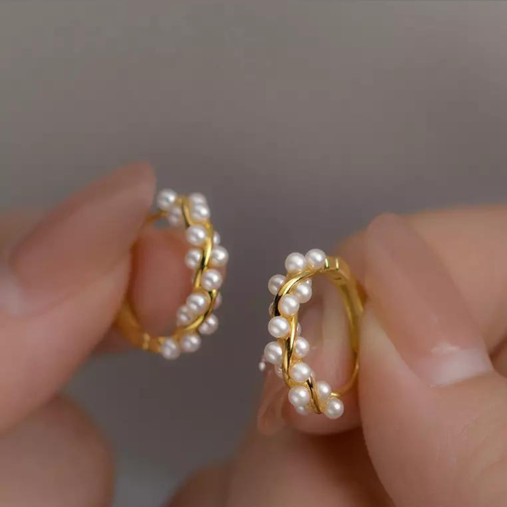 Pendientes de perlas artificiales - Pendientes elegantes de perlas