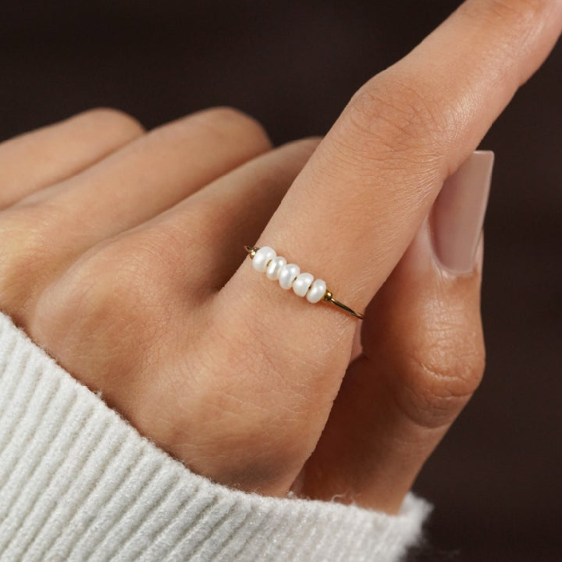 Mini anillo de perlas de agua dulce