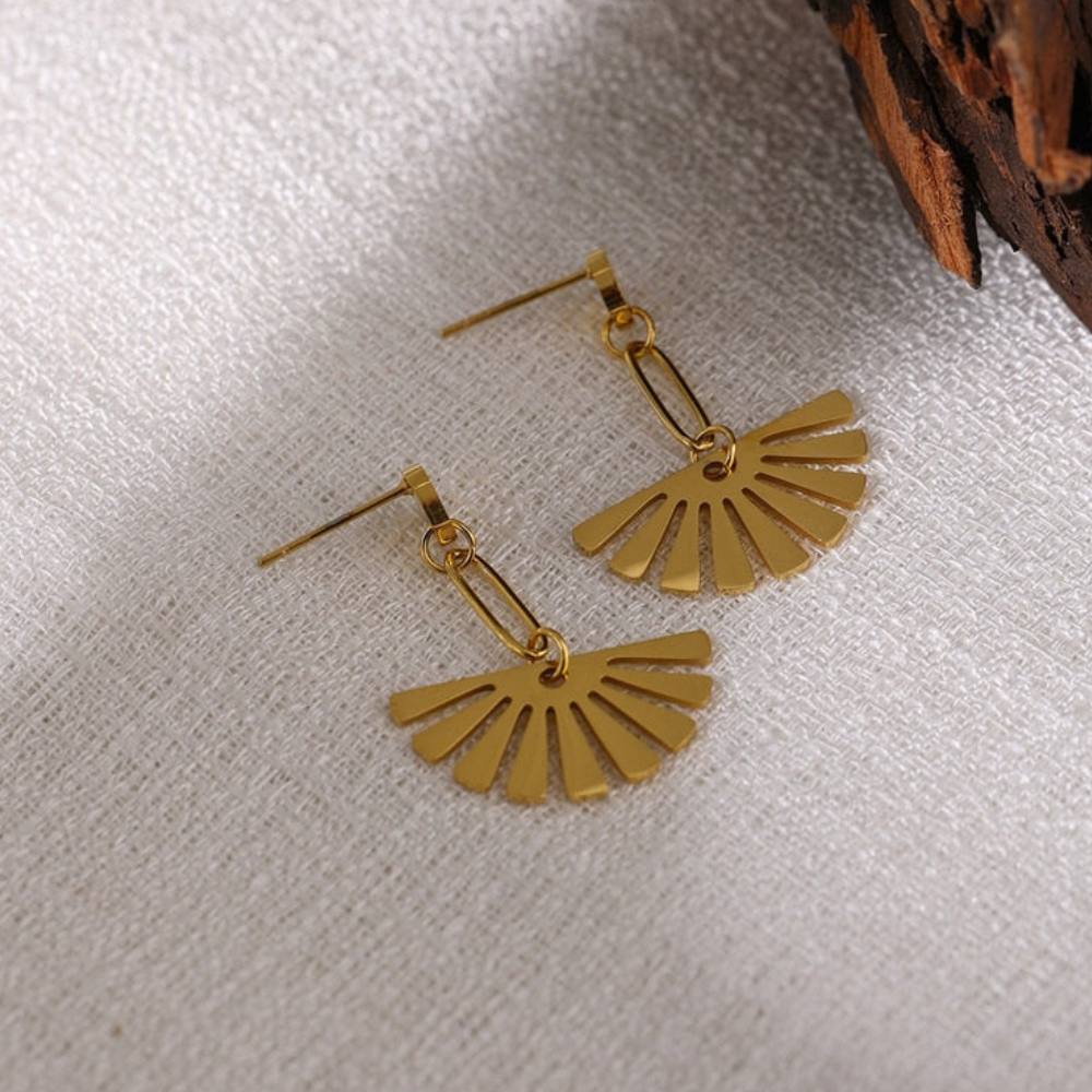 Pendientes de gota floral - Pendientes en forma de abanico
