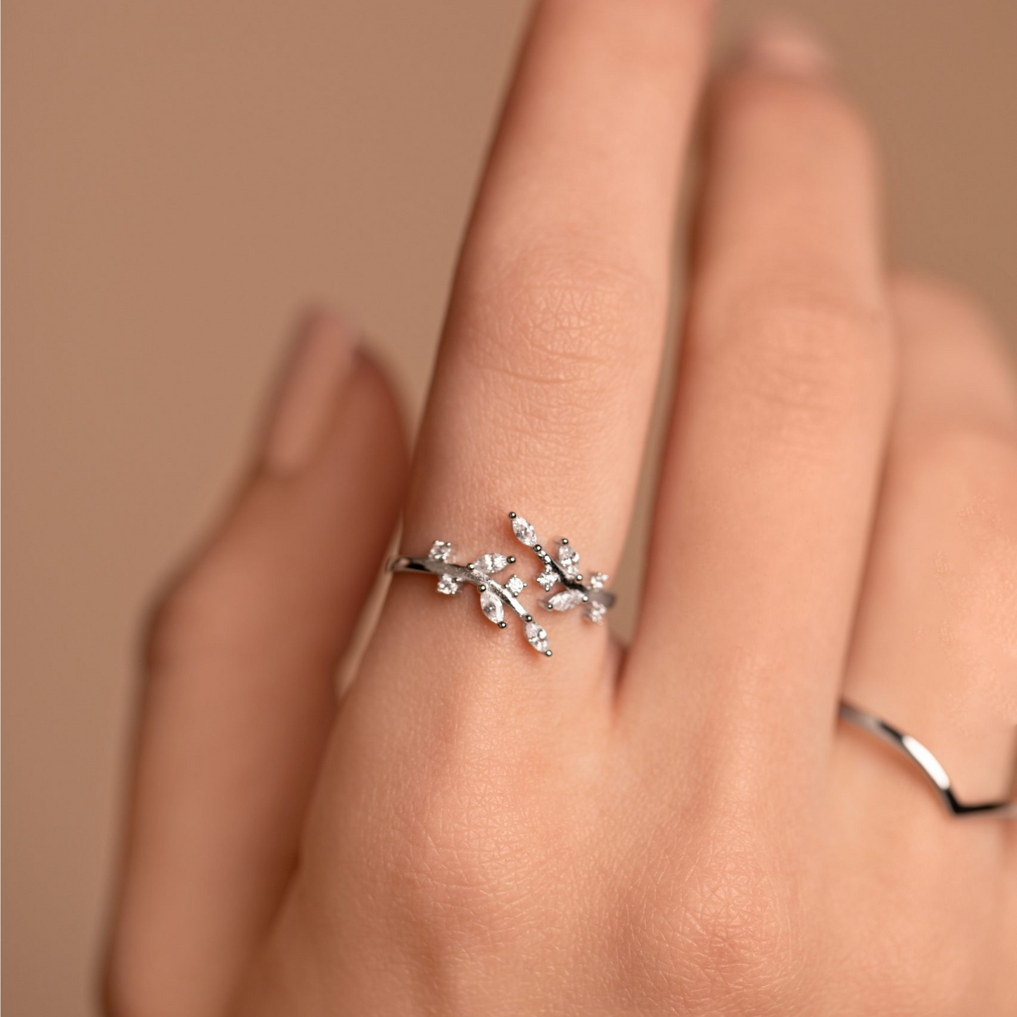 Anillo de Hoja de Rama - Anillo de Hoja de Árbol