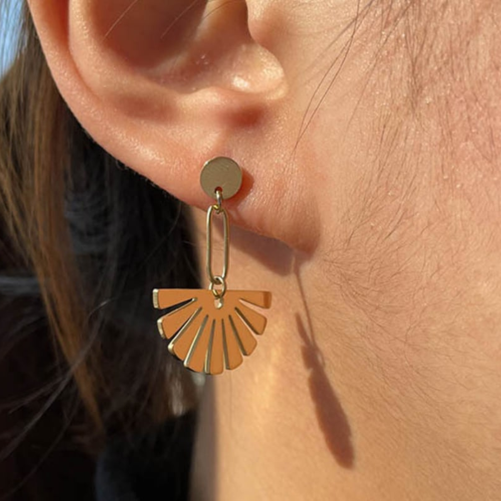 Pendientes de gota floral - Pendientes en forma de abanico