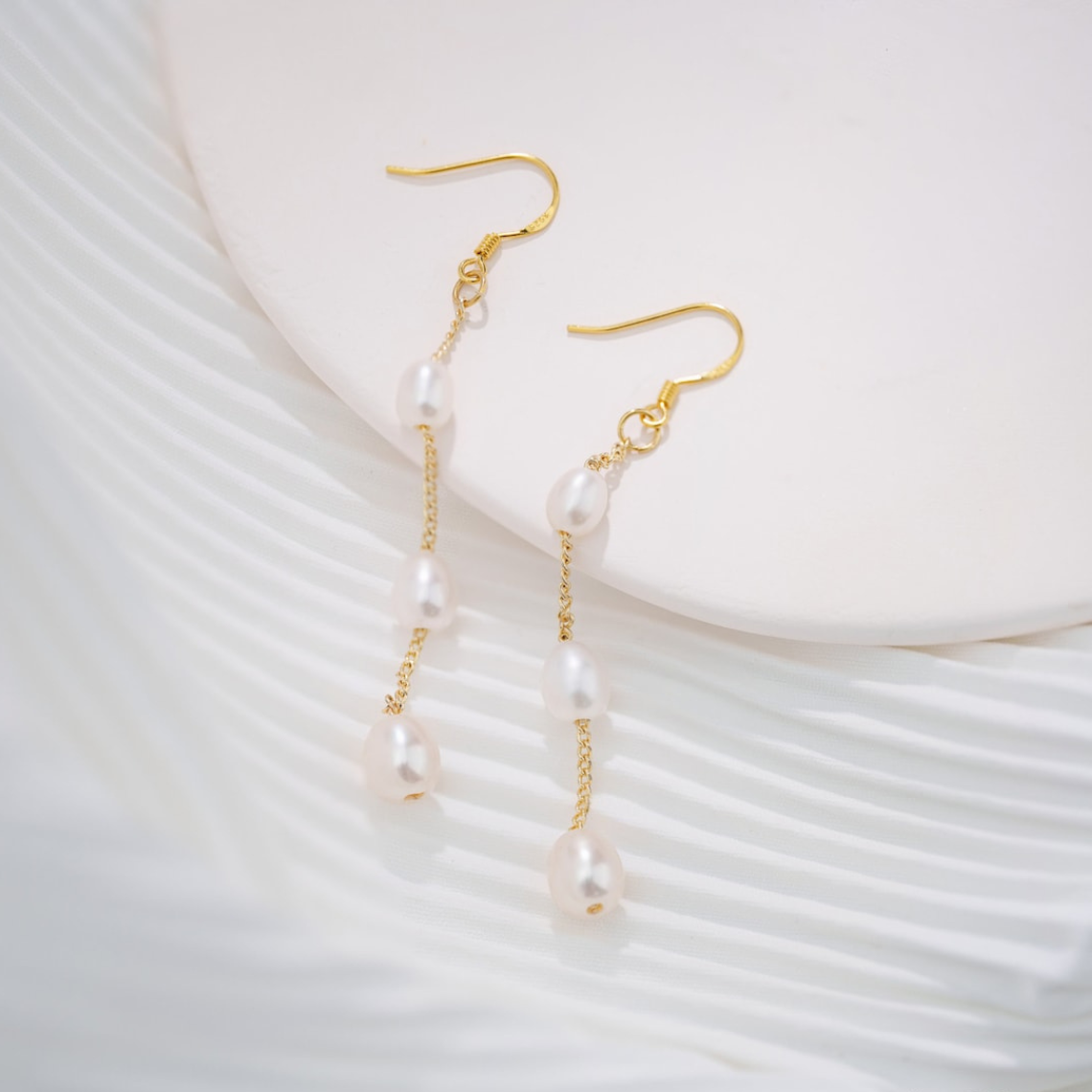 Varias gotas de perlas - pendientes colgante