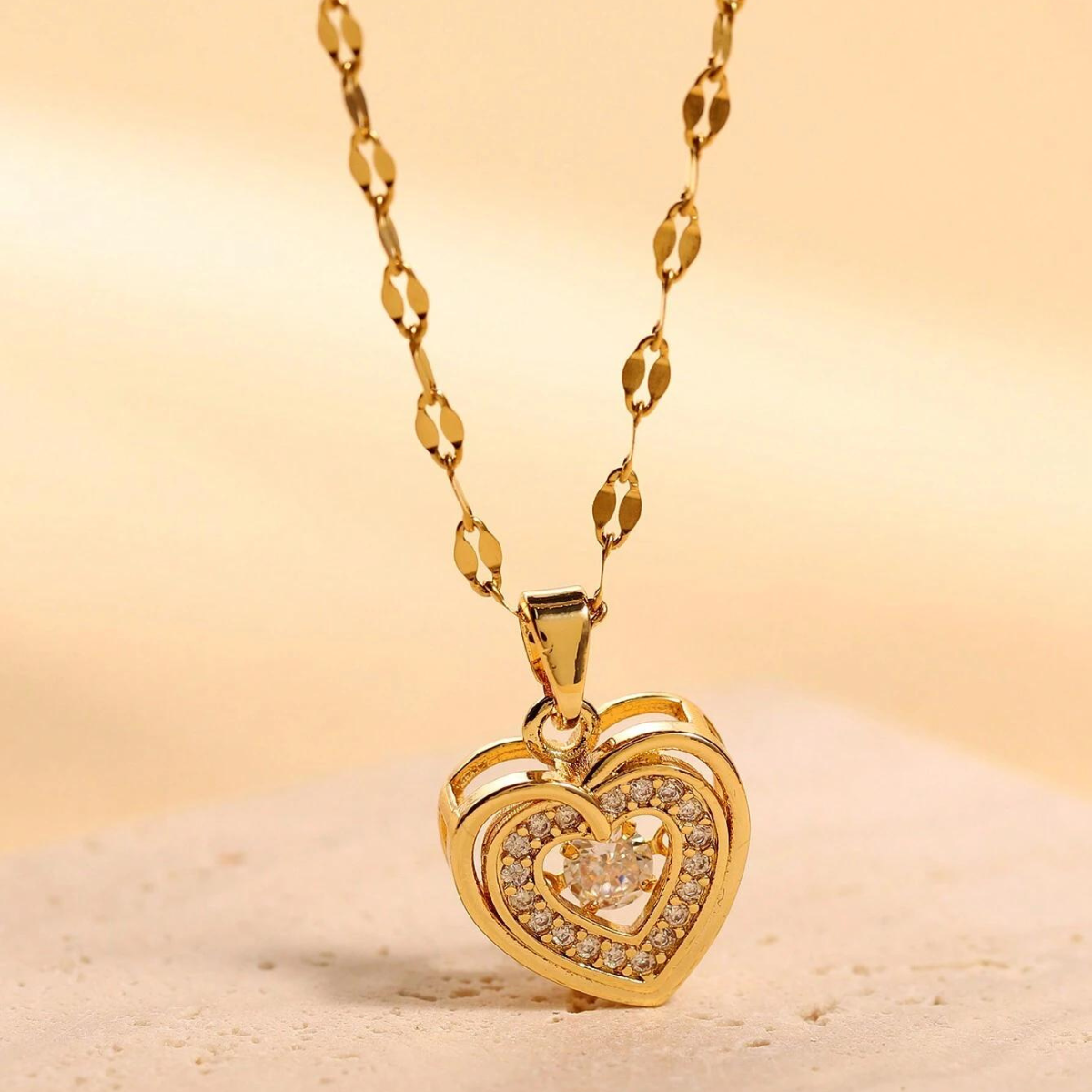 Colgante de Corazón - Collar Doble Capa